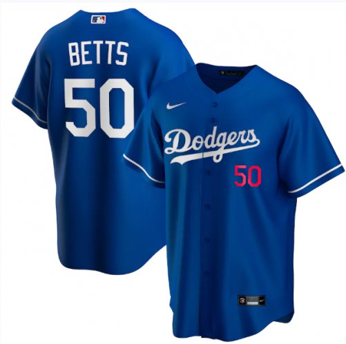 Custom Youth Los Angeles Dodgers #50 Betts Blue Game 2021 Nike MLB Jerseys